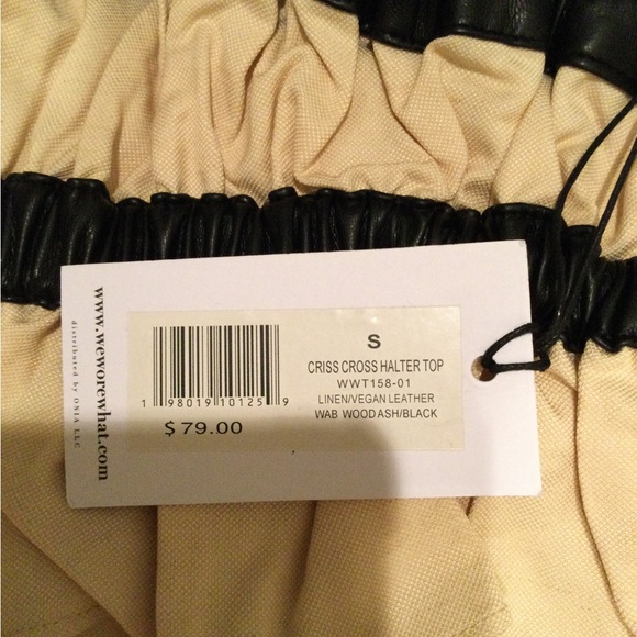 We Wore What Criss Cross Halter Top with Black vegan Trim - Picture 7 of 9